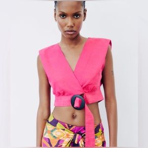 Zara Fuchsia 🩷🩷🩷Buckle Wrap Top - Size Medium - NWT